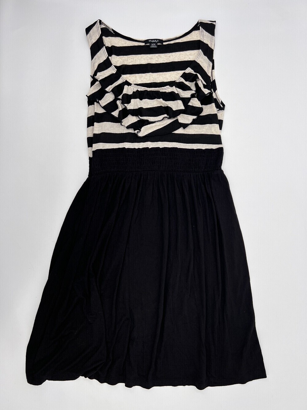 Rhapsody Dress Womens Medium Black Beige Sleeveless A-Line